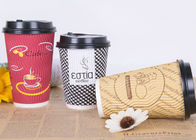 Branded Logo Triple Wall Cups With Lids , Food Grade Ripple Insulated Cups