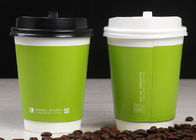 PET überzogene doppel-wandige PapierWegwerfkaffeetassen für Getränk mit Deckeln