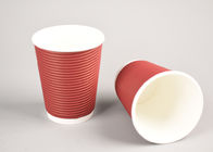 Corrugated Disposable Ripple Coffee Cups , Triple Wall Paper Coffee Cups