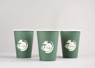 Green Disposable Coffee Paper Cups , 12 Oz Coffee Cups With Lids