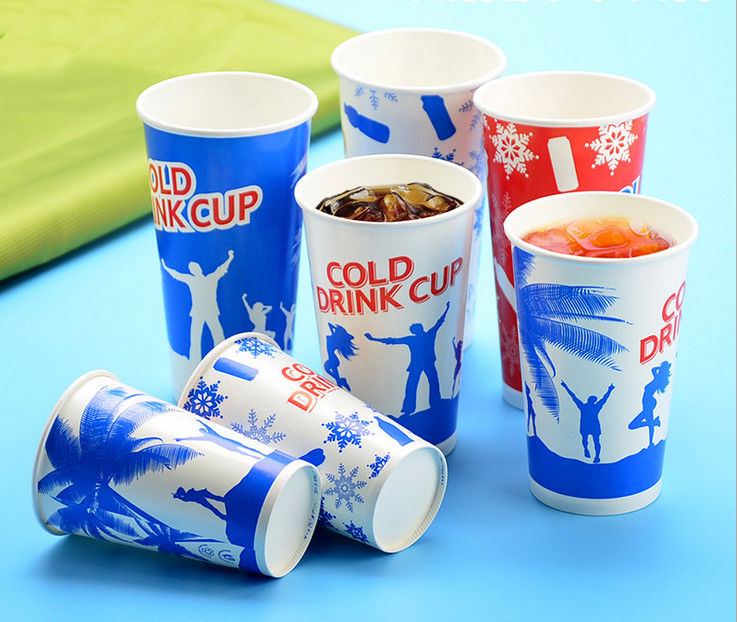 Individual Party Club Cold Paper Cups / Disposable To Go Cups With Lids
