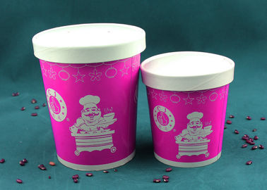 China Purpurrote Papiersuppen-Schalen, Isolierwegwerfsuppenschüsseln mit Logo-Drucken usine